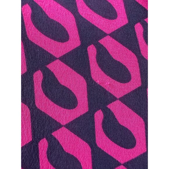 Diane von Furstenberg Silk Button Blouse Pink Navy Top Lorelei Chain DVF Size 8 - Picture 15 of 16